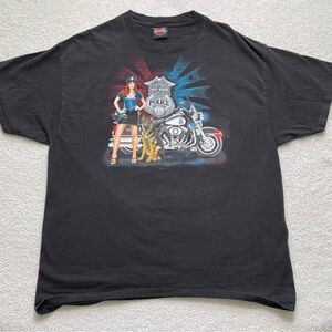 Harley-Davidson Akron OH Rubber City T-Shirt Men's L 2012 Police German Shepherd